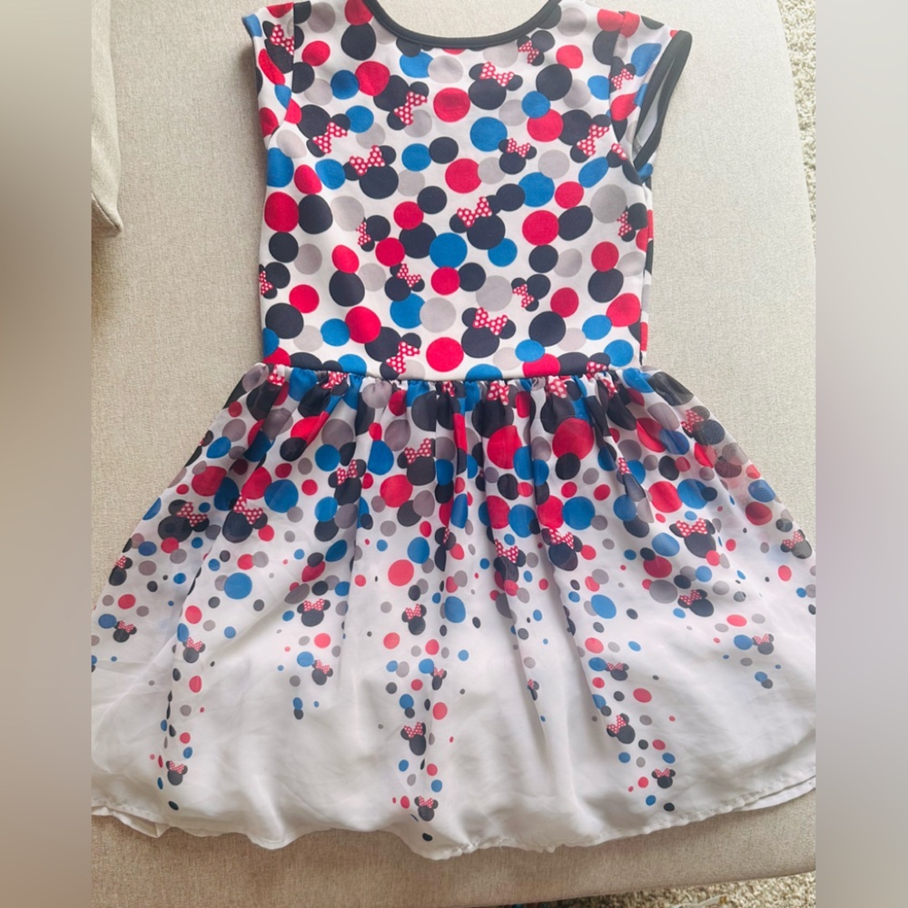 Disney Minnie Mouse Girls Polka Nylon, Cotton & Tulle Multicolor Dress M (7-8) - Picture 3 of 5